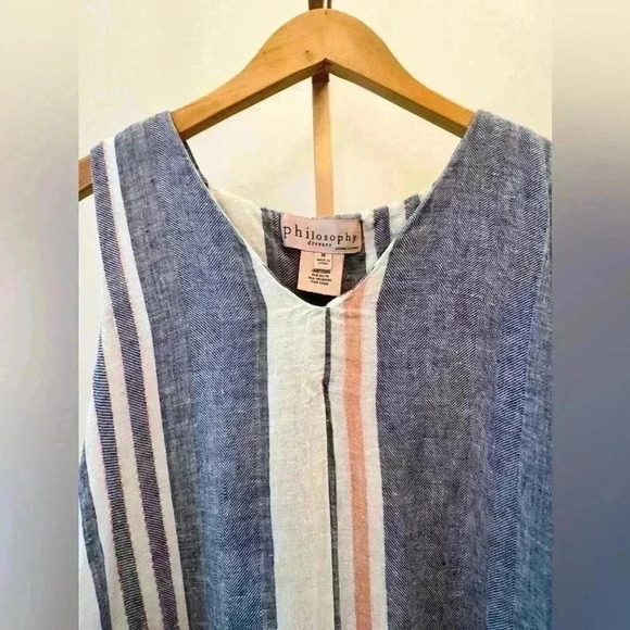 Philosophy Women's Striped Shift Dress M Multicolor Sleeveless Casual Linen - Picture 4 of 10